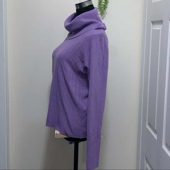 Jones Studio Nude Purple Cowl Neck 100% Acrylic Sweatshirt Sweater Top - Picture 4 of 10